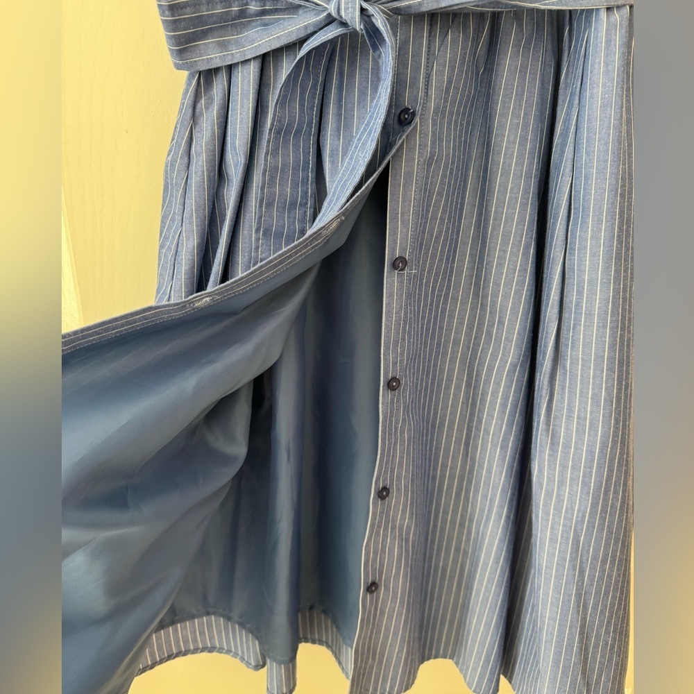 a.v.v. Standard Blue Striped Button-Down Dress - Picture 4 of 5